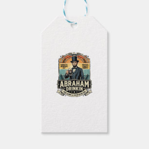 Patriottische Abraham Drinkende Retro Versleten Cadeaulabel