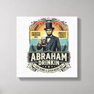 Patriottische Abraham Drinkende Retro Versleten Canvas Afdruk