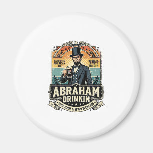 Patriottische Abraham Drinkende Retro Versleten Magneet