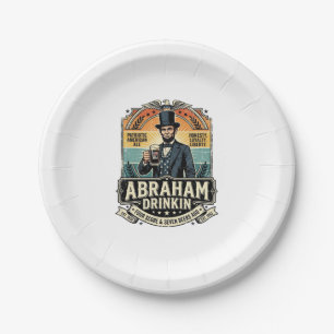Patriottische Abraham Drinkende Retro Versleten Papieren Bordje