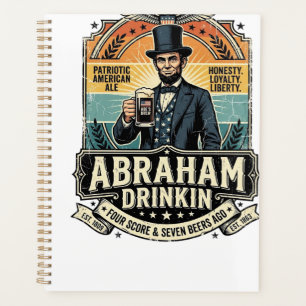 Patriottische Abraham Drinkende Retro Versleten Planner