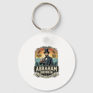 Patriottische Abraham Drinkende Retro Versleten Sleutelhanger