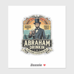 Patriottische Abraham Drinkende Retro Versleten Sticker
