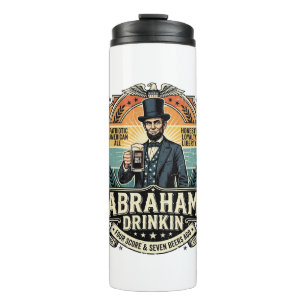 Patriottische Abraham Drinkende Retro Versleten Thermosbeker
