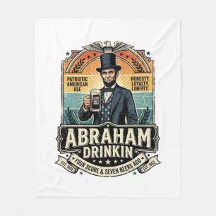 Patriottische Abraham Drinkende Retro Vervallen Fleece Deken