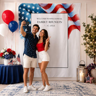 Patriottische achtergrond Amerikaanse vlag rood wi Wandkleed