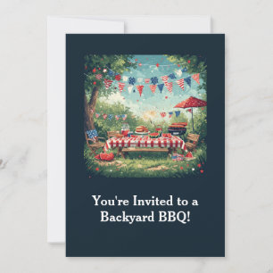 Patriottische achtertuin BBQ-scène – 4 juli Kaart