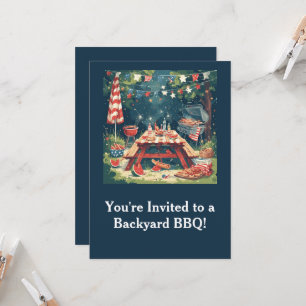 Patriottische achtertuin BBQ-scène – 4 juli pickni Kaart