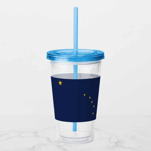 Patriottische Acryl Tumbler met Alaska vlag, Veren Acryl Drinkbeker (Rechts)