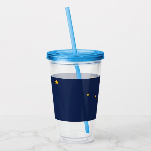 Patriottische Acryl Tumbler met Alaska vlag, Veren Acryl Drinkbeker (Links)