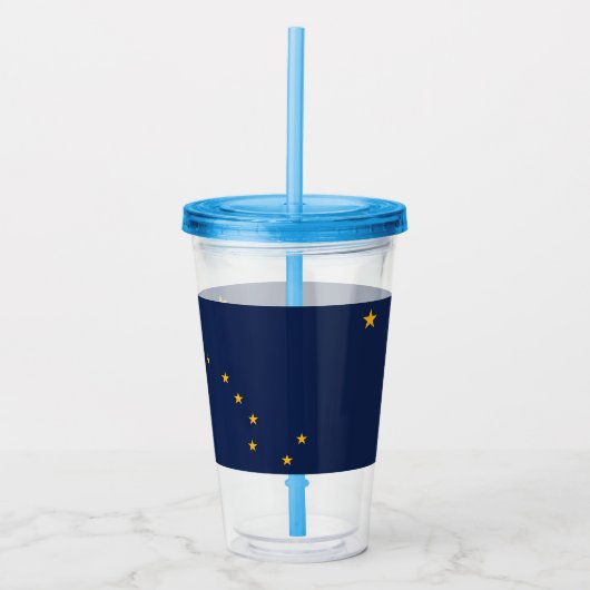 Patriottische Acryl Tumbler met Alaska vlag, Veren Acryl Drinkbeker (Voorkant)