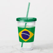 Patriottische Acryl Tumbler met vlag van Brazilië Acryl Drinkbeker (Achterkant)