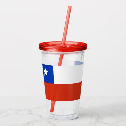 Patriottische Acryl Tumbler met vlag van Chili Acryl Drinkbeker (Achterkant)