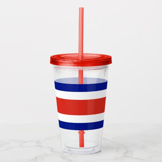 Patriottische Acryl Tumbler met vlag van Costa Ric Acryl Drinkbeker (Voorkant)