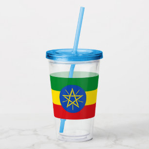 Patriottische Acryl Tumbler met vlag van Ethiopië Acryl Drinkbeker