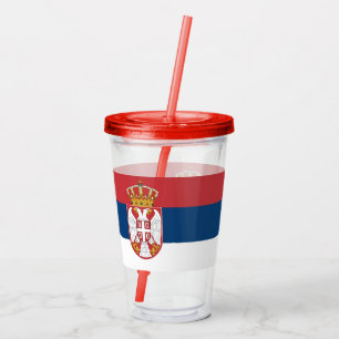 Patriottische Acryl Tumbler met vlag van Servië Acryl Drinkbeker