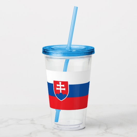 Patriottische Acryl Tumbler met vlag van Slowakije Acryl Drinkbeker (Achterkant)