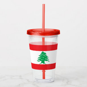 Patriottische acryltumbler met vlag van Libanon Acryl Drinkbeker