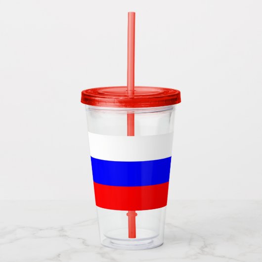 Patriottische acryltumbler met vlag van Rusland Acryl Drinkbeker (Voorkant)