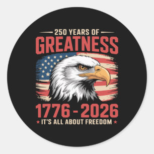 Patriottische Adelaar 250 Jaar Amerikaanse Vlag 25 Ronde Sticker