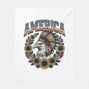 Patriottische Adelaar Amerika Zonnebloem Retro Fleece Deken