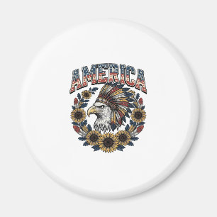 Patriottische Adelaar Amerika Zonnebloem Retro Magneet