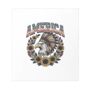 Patriottische Adelaar Amerika Zonnebloem Vintage Notitieblok