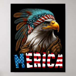 Patriottische adelaar Amerikaanse vlag 4 juli Meri Poster