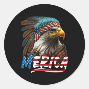 Patriottische adelaar Amerikaanse vlag 4 juli Meri Ronde Sticker