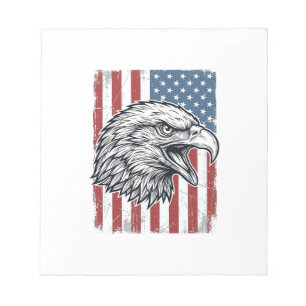 Patriottische Adelaar Amerikaanse Vlag Vintage Gra Notitieblok