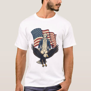 Patriottische Adelaar en Koloniale Generaal Vintag T-shirt