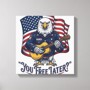 Patriottische Adelaar Gitaar Vintage Canvas Afdruk