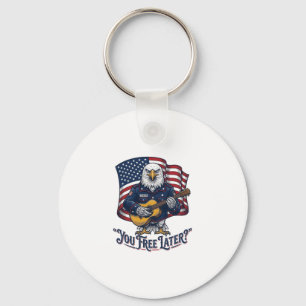 Patriottische Adelaar Gitaar Vintage Sleutelhanger