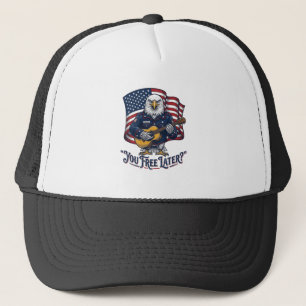 Patriottische Adelaar Gitaar Vintage Trucker Pet