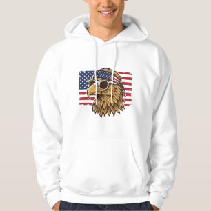 Patriottische Adelaar Kop Vintage Gravure Grafisch Hoodie