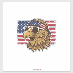 Patriottische Adelaar Kop Vintage Gravure Grafisch Sticker