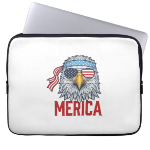 Patriottische Adelaar Merica Vintage Gravure Shirt Laptop Sleeve