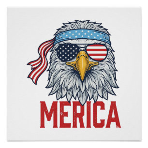 Patriottische Adelaar Merica Vintage Gravure Shirt Perfect Poster