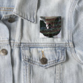 Patriottische adelaar met vlag vierkante button 5,1 cm (In situ)