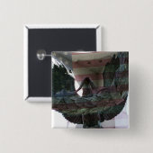 Patriottische adelaar met vlag vierkante button 5,1 cm (Voorkant /achterkant)