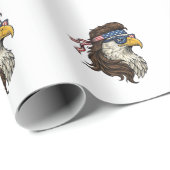 Patriottische Adelaar Mullet Vintage Gravure Vecto Cadeaupapier (Rol Hoek)