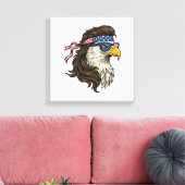 Patriottische Adelaar Mullet Vintage Gravure Vecto Canvas Afdruk (Insitu (Woonkamer))