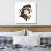 Patriottische Adelaar Mullet Vintage Gravure Vecto Canvas Afdruk (Insitu (Slaapkamer))