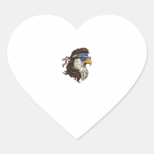 Patriottische Adelaar Mullet Vintage Gravure Vecto Hart Sticker