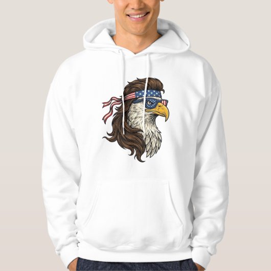 Patriottische Adelaar Mullet Vintage Gravure Vecto Hoodie (Voorkant)