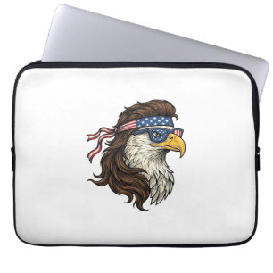 Patriottische Adelaar Mullet Vintage Gravure Vecto Laptop Sleeve