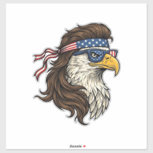 Patriottische Adelaar Mullet Vintage Gravure Vecto Sticker