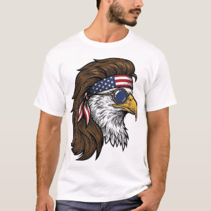 Patriottische Adelaar Mullet Vintage Gravure Vecto T-shirt