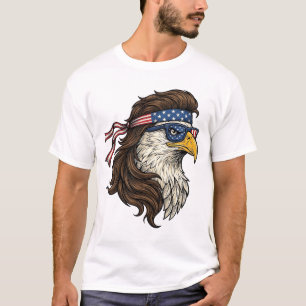 Patriottische Adelaar Mullet Vintage Gravure Vecto T-shirt