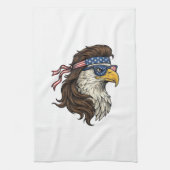 Patriottische Adelaar Mullet Vintage Gravure Vecto Theedoek (Verticaal)
